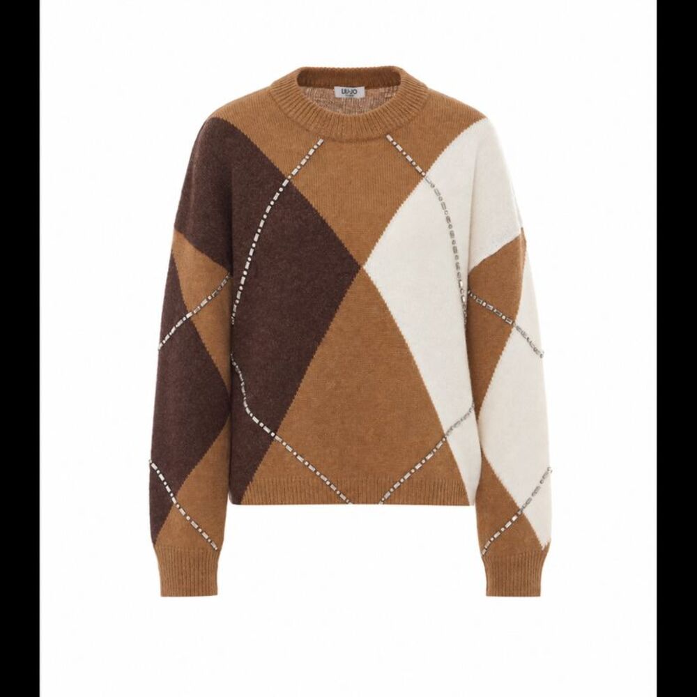Liu Jo Women Argyle Knit With Jewel Embroidery